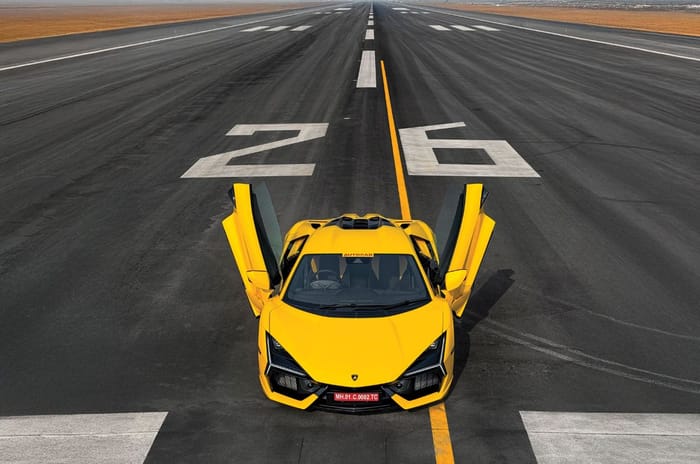 Lamborghini Revuelto driven at the Navi Mumbai International Airport 